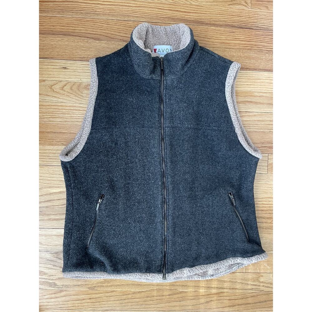 Israeli Made LAVON fleece vest grey tan Vintage - men’s medium - good cond 203